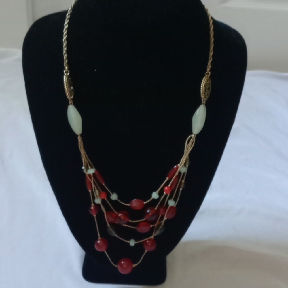 liz & co. Red and Gold Multi-Strand Necklace